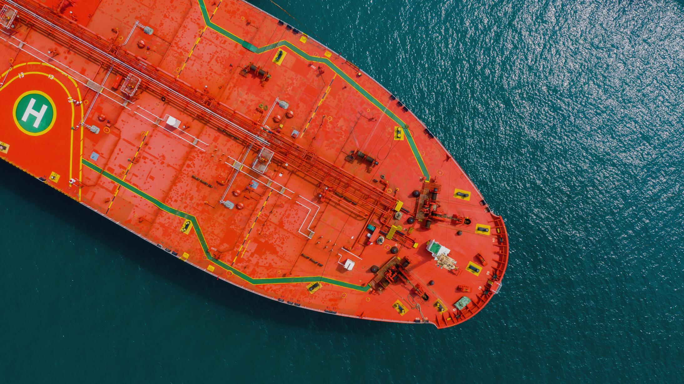 Aerial view of oil tanker ship, Red oil tanker ship.