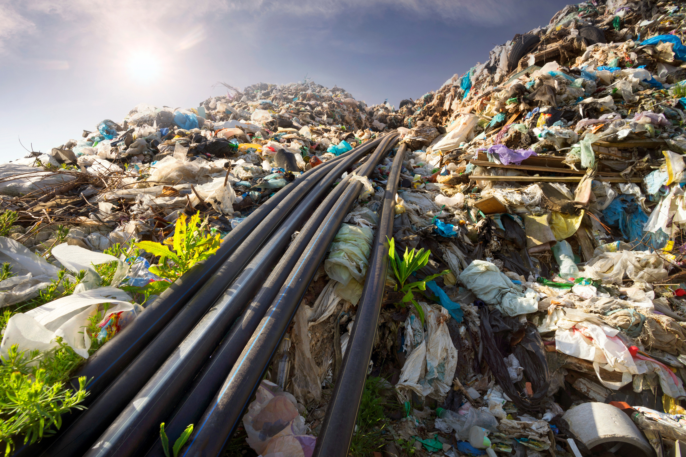 Collecting methane in the trash.