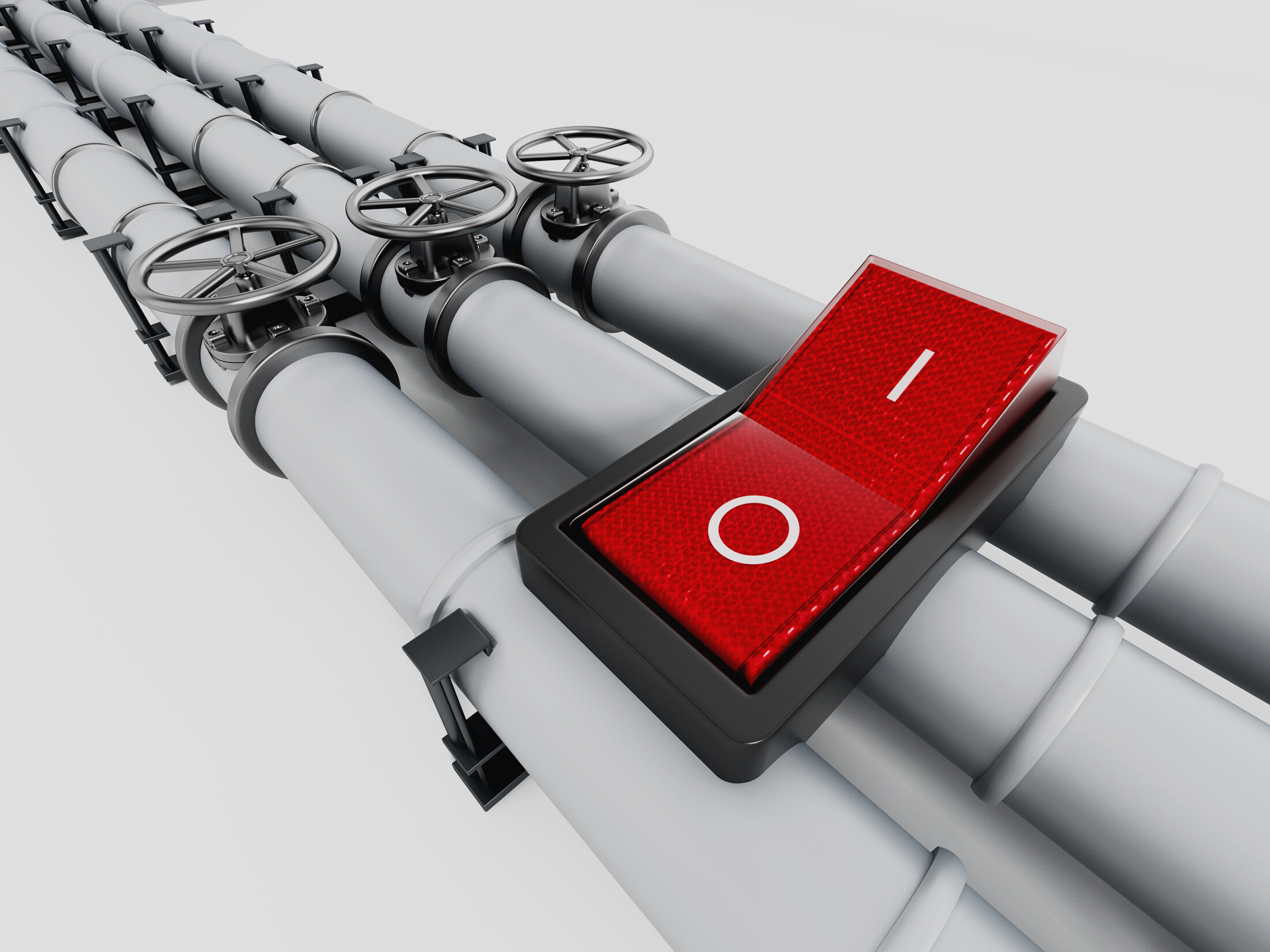 Natural gas delivery system turned off. Conceptual image about CNG distribution problems