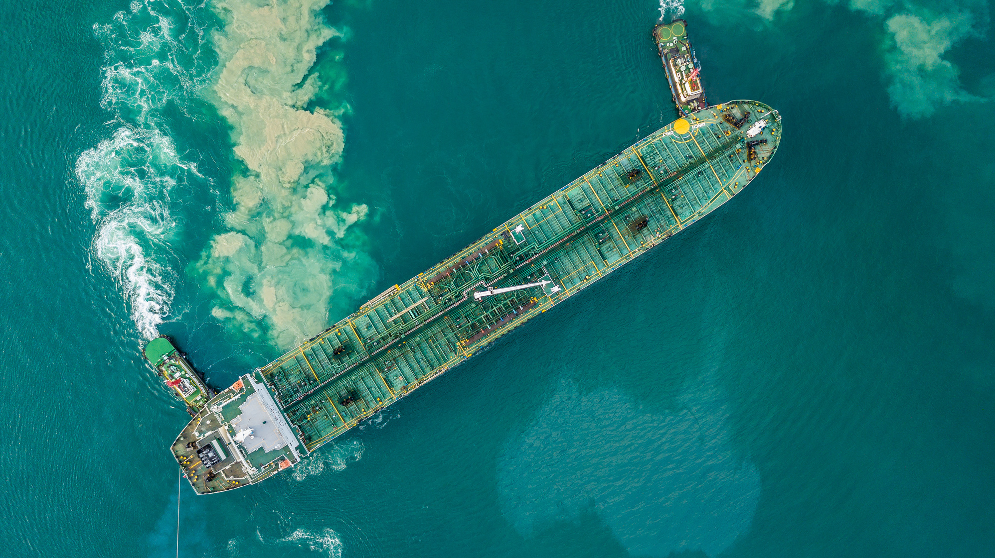 Aerial view Crude oil tanker