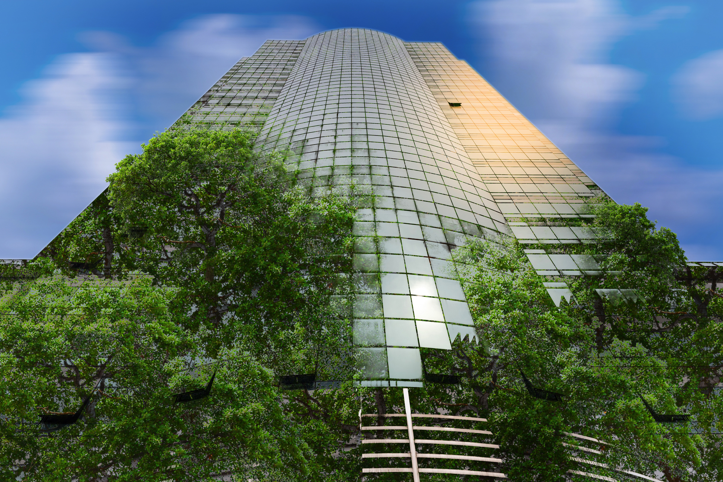 Corporate building in city plants growing Sustainability Sustainable, green energy