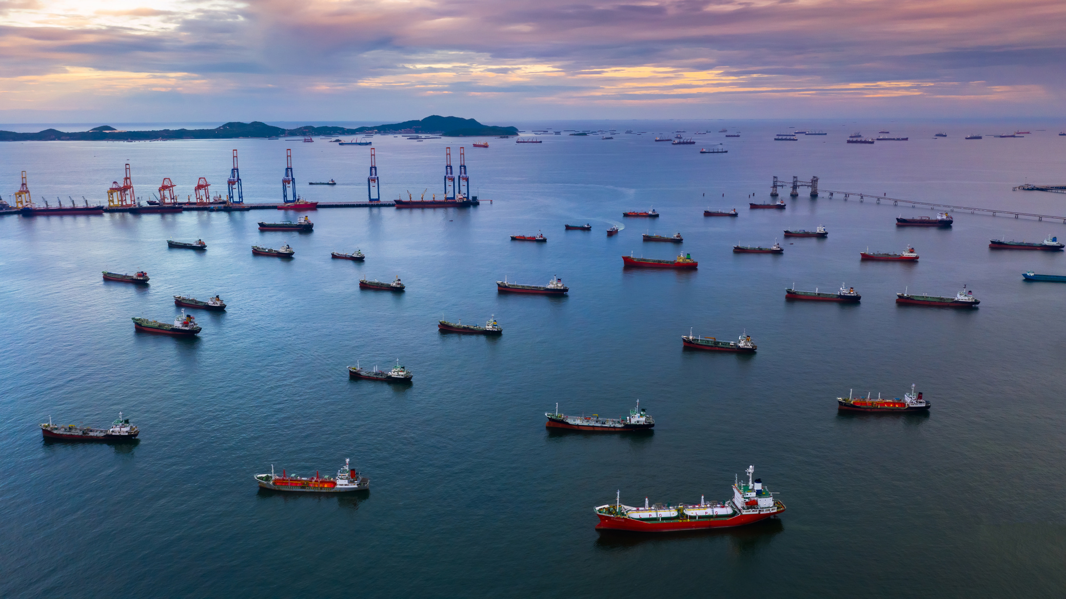 Oil Tanker Ship and LPG Tanker Ship, Aerial View Tanker Ship, Oi